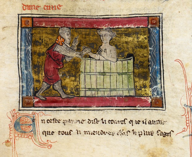 Lancelot rescuing a lady from a tub à Artiste inconnu