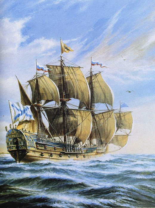 Russian ship of the line Poltava, 1712 à Artiste inconnu