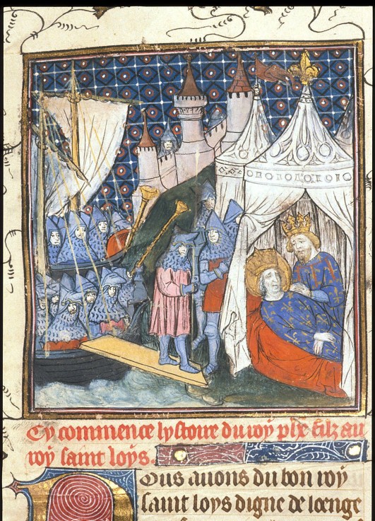 Saint Louis died during his second crusade in Tunis (From the Chroniques de France ou de St Denis) à Artiste inconnu