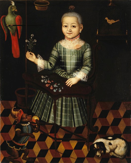 Girl with parrot à Artiste inconnu