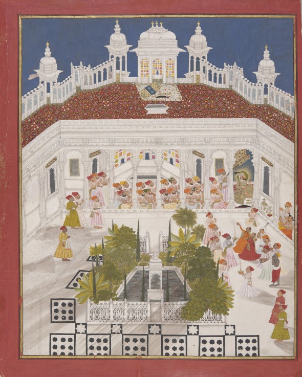 Maharana Ari Singh worshipping in his palace à Artiste inconnu