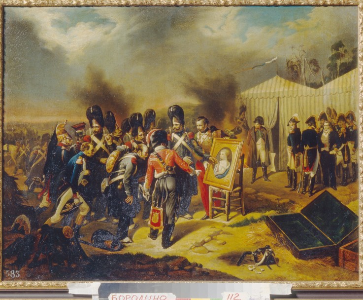 Napoleon shows the portrait of his son to the guardsmen à Artiste inconnu