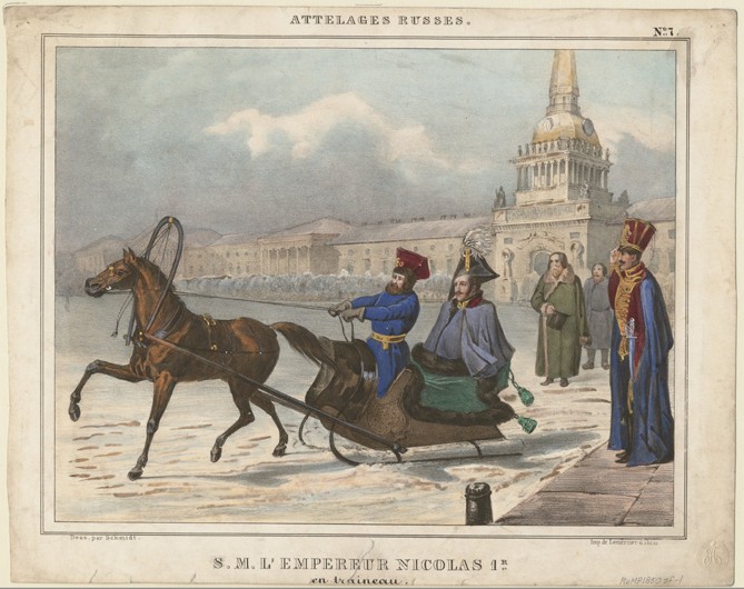 Nicholas I of Russia in a sleigh à Artiste inconnu