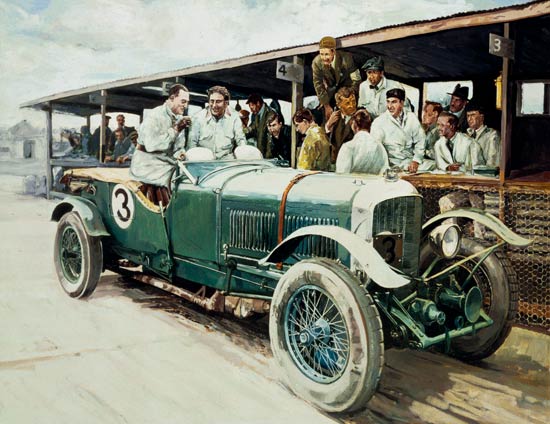 Portrait of Jack Dunfee and Woolf Barnato at Brooklands in 1929 à Artiste inconnu