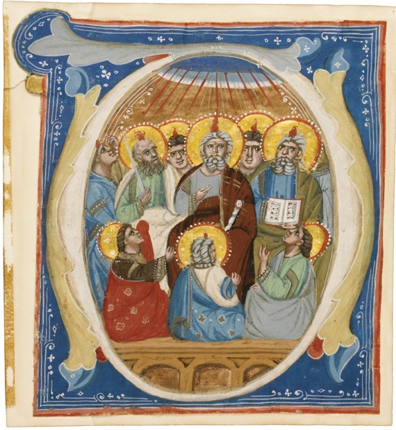The Pentecost. Initial "O" from an Antiphoner à Artiste inconnu