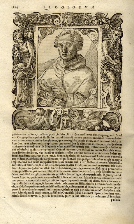 Portrait of Christopher Columbus. (From Elogia virorum bellica virtute illustrium by Paolo Giovio) à Artiste inconnu