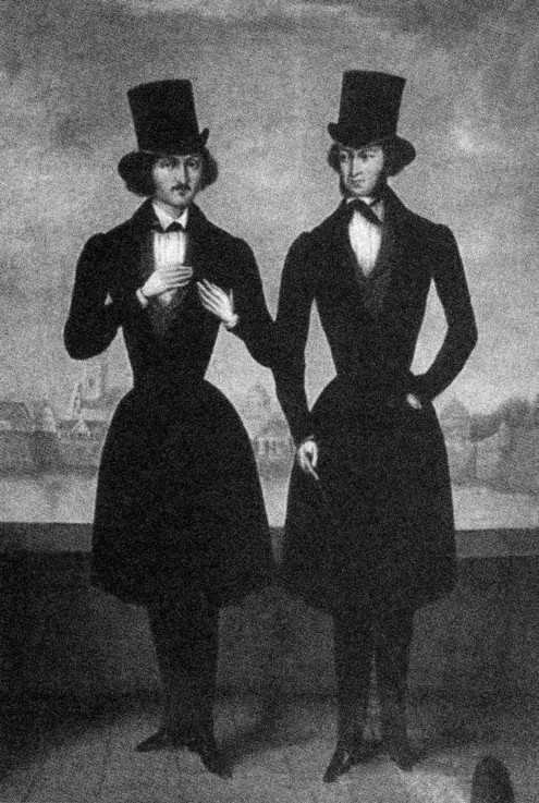 Portrait of Alexander Pushkin and Nikolai Gogol à Artiste inconnu