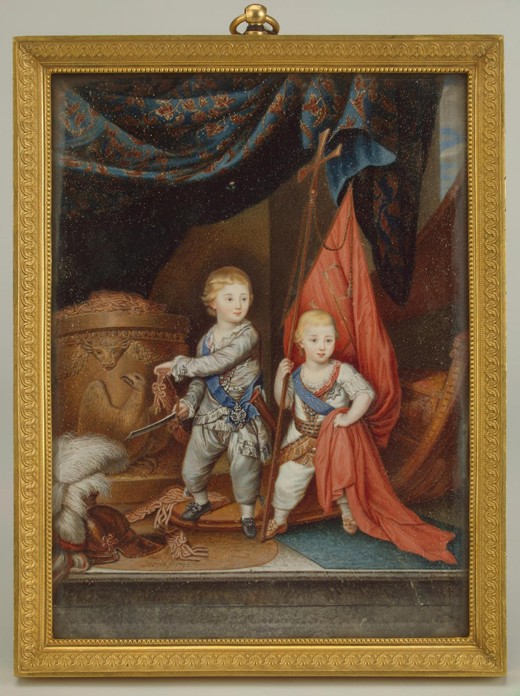 Portrait of Grand Dukes Alexander Pavlovich and Constantine Pavlovich as children à Artiste inconnu
