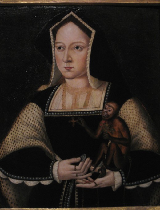 Portrait of Catherine of Aragon, with her pet monkey (Copy After Lucas Horenbout) à Artiste inconnu