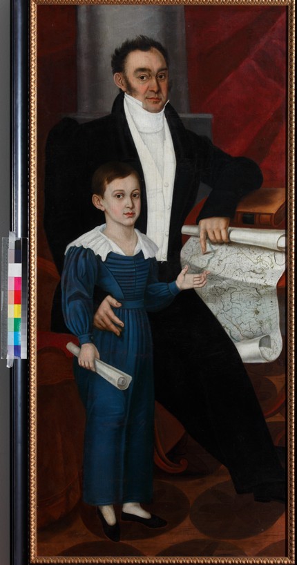 Portrait of Konstantin Rogal-Levitsky with Son Philipp à Artiste inconnu