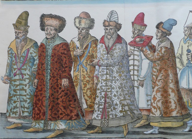 Portrait of Moscow Monarchs Ivan III, Vasili III Ivanovich, Ivan IV of Russia and entourage à Artiste inconnu