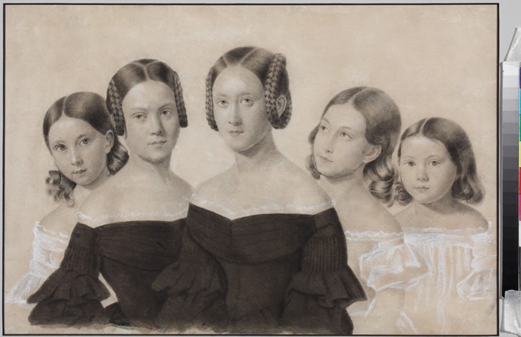 Portrait of Sisters Yelisaveta, Maria, Praskovya, Alexandra and Anna Dyakov à Artiste inconnu