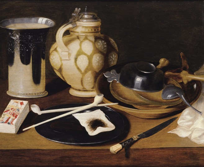 Still Life with a Pipe, a King of Diamonds, a Knife and a Pitcher à Artiste inconnu