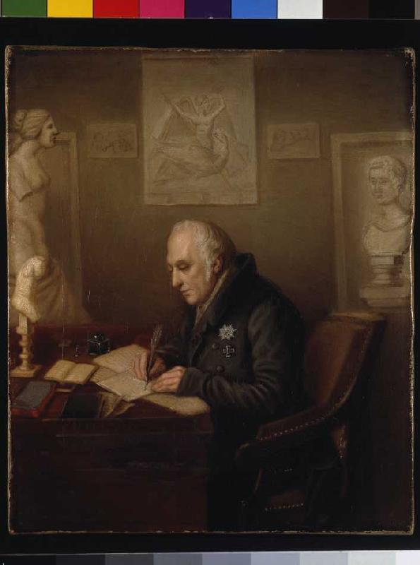 Wilhelm von Humboldt (1767-1853) in seinem Arbeitszimmer in Schloss Tegel. à Artiste inconnu