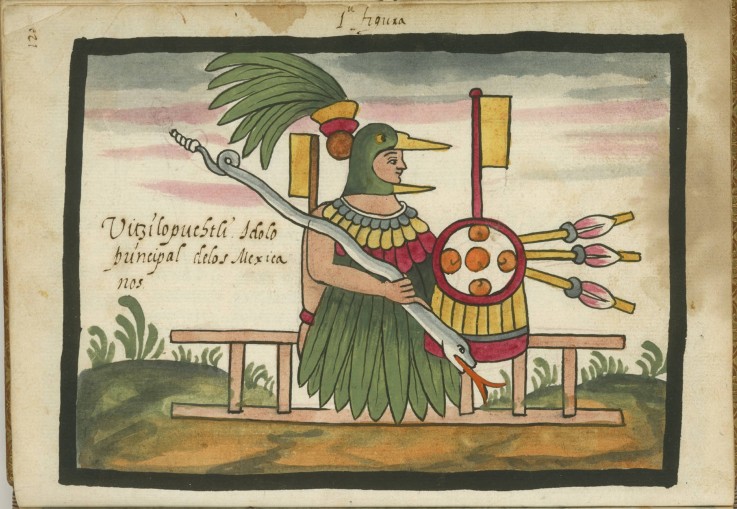 Xiuhtecuhtli, Aztec god of fire, day and heat. From the Ramírez Codex (The Tovar Codex) à Artiste inconnu