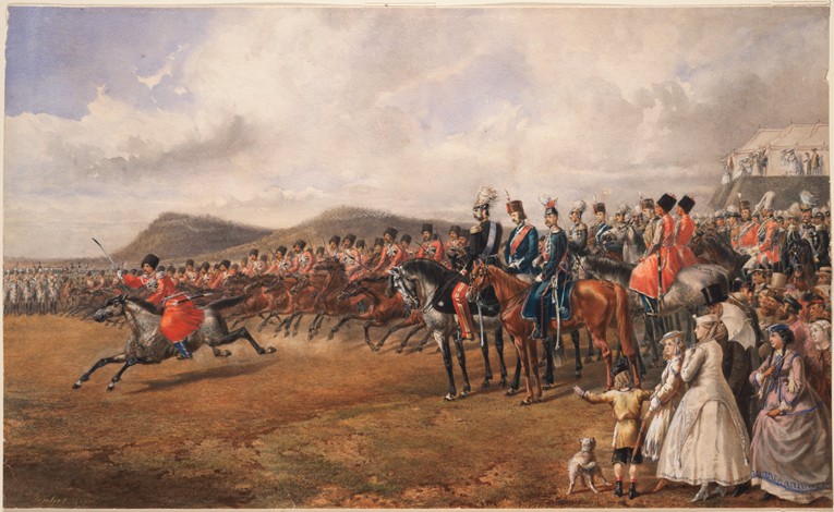 Tsar Alexander II reviewing troops à Artiste inconnu