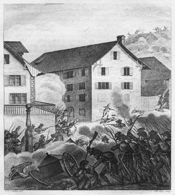 Second Battle of Zurich, Fighting scene at the Central à Artiste inconnu