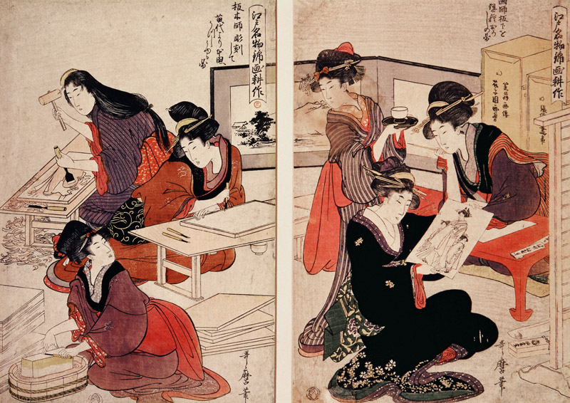 Artisans Making a Woodcut à Utagawa Kunisada