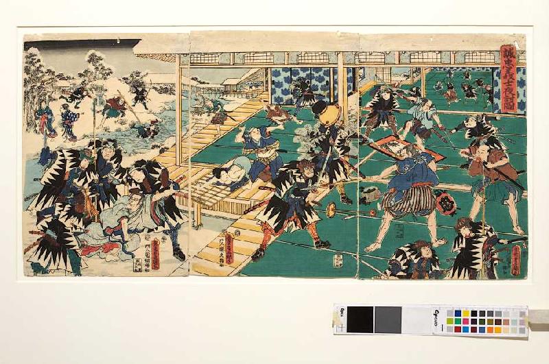 Der nächtliche Überfall auf die Residenz des Kono Moronao (Elfter Akt aus dem Kabuki-Schauspiel Vorl à Utagawa Kunisada