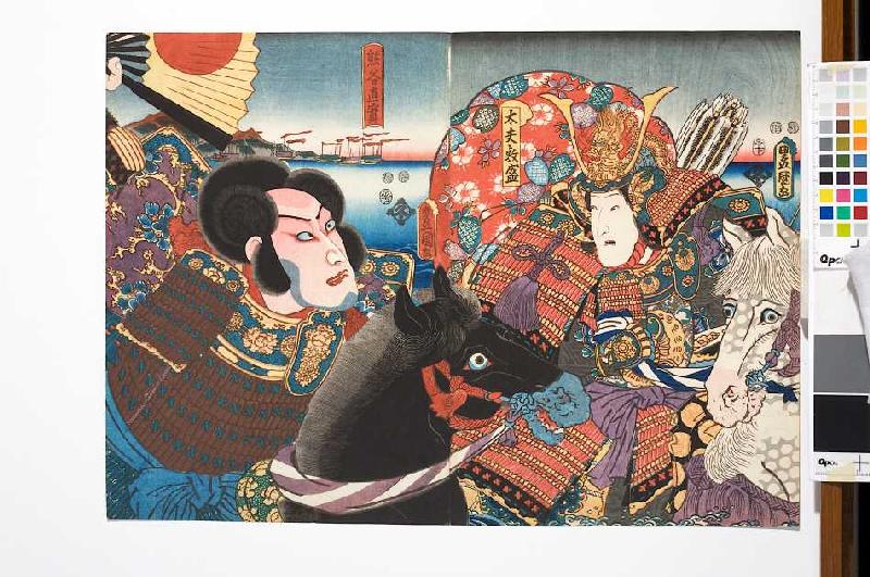 Die Feinde Atsumori und Naozane (Aus dem Kabuki-Schauspiel Keimendes Grün auf dem Schlachtfeld von I à Utagawa Kunisada