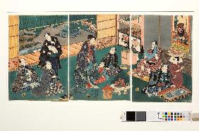 Festessen der Brüder Ichikawa und ihrer Gäste bei Danjuro VIII.