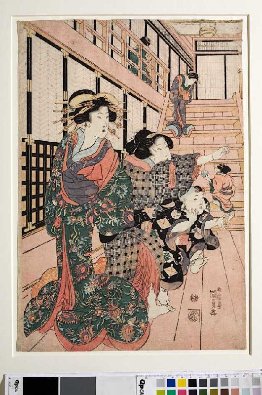 Kurtisanen, ihre Dienerinnen und Schülerinnen spielen Blindekuh à Utagawa Kunisada