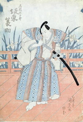 The Actor Bando Tokuke as Takahastu Yajuro, a Samurai (woodblock print) à Utagawa Kunisada