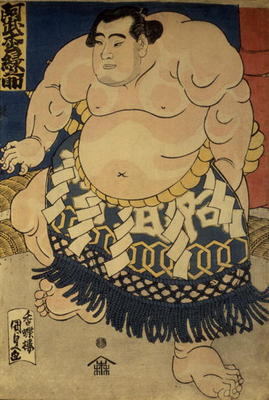 The sumo wrestler Abumatsu Rokunosuke, c.1835 (oban size, colour woodblock print) à Utagawa Kunisada