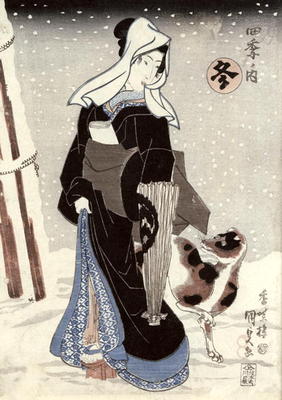 Winter, from the series 'Shiki no uchi' (The Four Seasons) (colour woodblock print) à Utagawa Kunisada