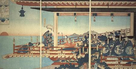 Kiyomori Arresting the Sunset by Incantations à Utagawa Kuniyoshi