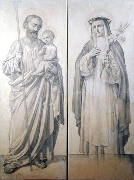 Preparatory drawing of St. Catherine of Siena and St. Christopher à V. de Matteis