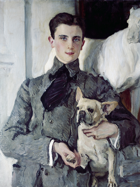 Portrait of Prince Felix Yusupov, Count Sumarokov-Elston (1887-1967) with a dog à Valentin Alexandrowitsch Serow