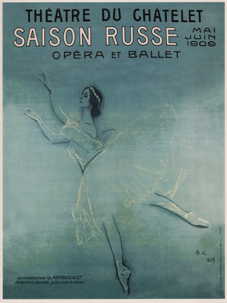 Advertising Poster for the Ballet dancer Anna Pavlova in the ballet Les sylphides by F. Chopin à Valentin Alexandrowitsch Serow