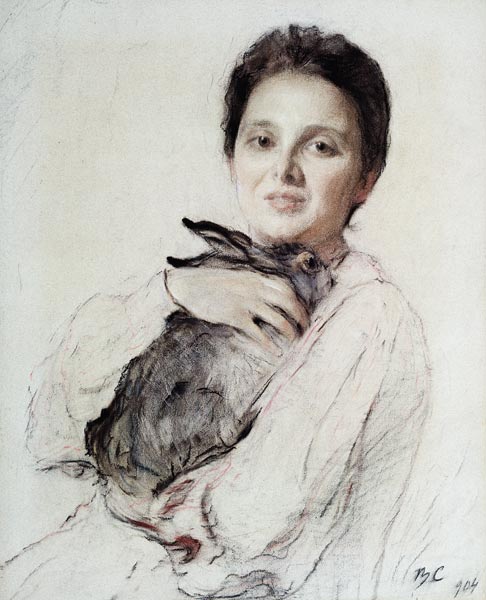 Portrait of Kleopatra Obninskaya with a Hare à Valentin Alexandrowitsch Serow
