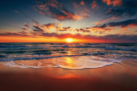 Sea sunrise on the beach coast