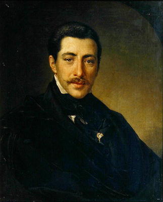 Portrait of the Author Alexander Sukhowo-Kobylin (1817-1903) (oil on canvas) à Vasili Andreevich Tropinin