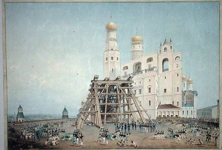 Raising of the Tsar-bell in the Moscow Kremlin in 1836 à Vasili Semenovich Sadovnikov
