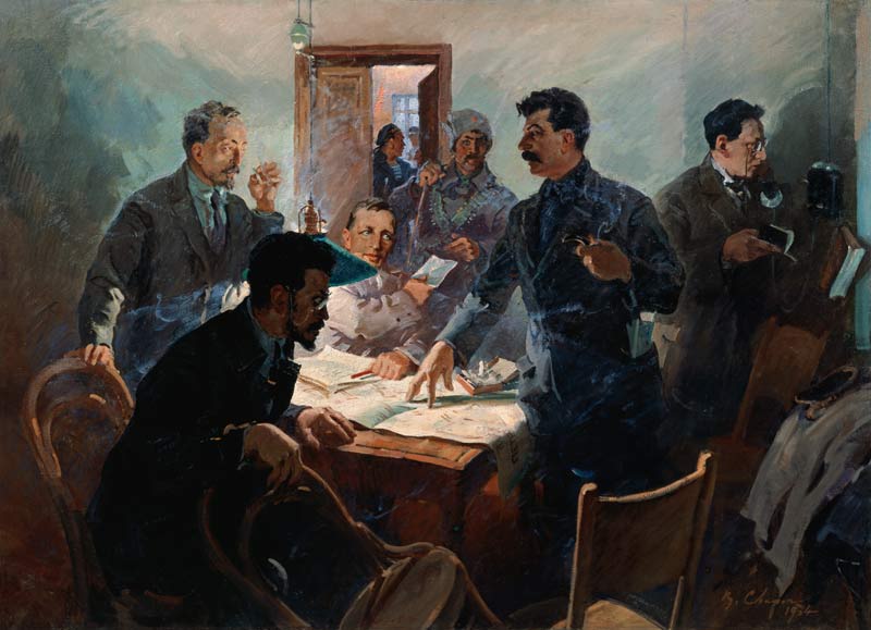 The Staff of the October Revolution, 1934 (oil on canvas) à Vasily Semyonovich Svarog