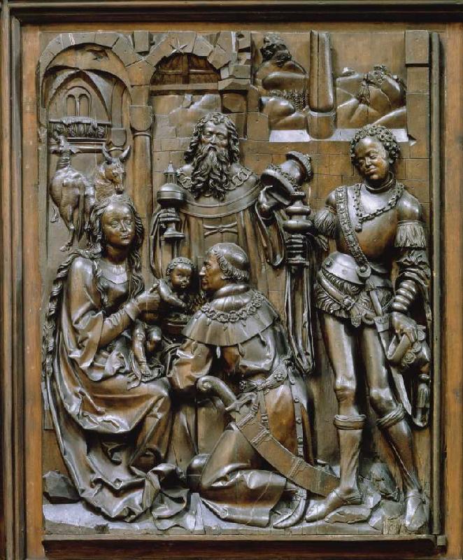 Der Bamberger Altar (linkes unteres Seitenrelief): Die Anbetung der Heiligen Drei Könige à Veit Stoß