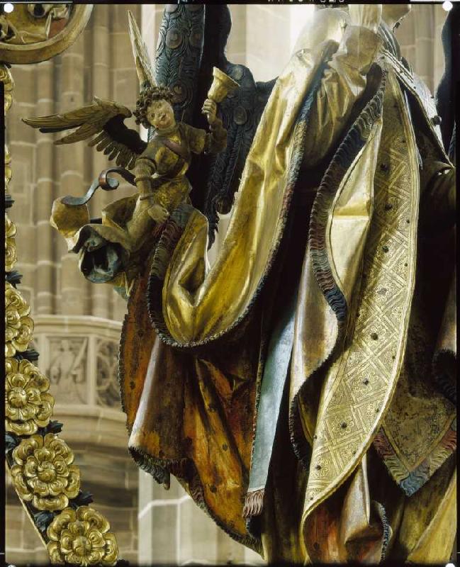 Der Englische Gruß: Engel mit Glocke und Gewanddetail des Engel Gabriel à Veit Stoß