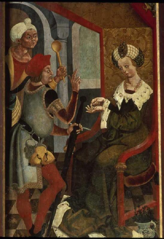 Gailana loue les castellans et le cuisinier pour l'assassinat de Saint Kilian  (Détail) à Veit Stoß