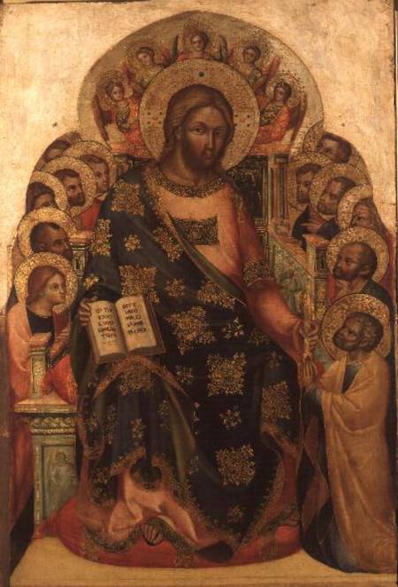 Christ Enthroned with Saints and Angels Handing the Key to St. Peter à Veneziano Lorenzo