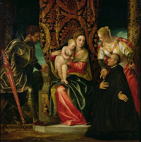 Virgin and Child between St. Justine and St. George, with a Benedictine monk à Paolo Veronese (alias Paolo Caliari)