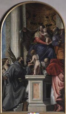Madonna and Child Enthroned, St. John the Baptist as a Boy, St. Joseph, St. Jerome, St. Justinia and à Paolo Veronese (alias Paolo Caliari)