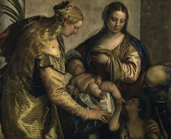 P.Veronese, Holy family and Barbara à Paolo Veronese (alias Paolo Caliari)