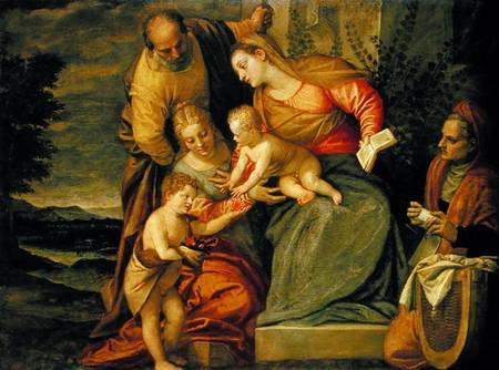 The Holy Family with St. Elizabeth and John the Baptist à Paolo Veronese (alias Paolo Caliari)