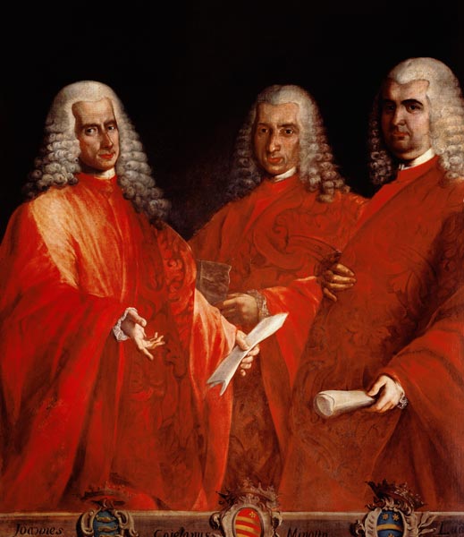Portrait of Three Lawyers, Giovanni Dolfin, Gaetano Minotto and Lodovico Angarano à Vicenzo Guarana