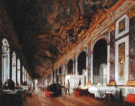 The Hall of Mirrors at Versailles used as Military Hospital for Tending Wounded Prussians in 1871 à Victor Buchereau