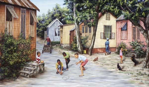 Village Life (oil on canvas)  à Victor  Collector