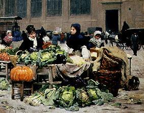 Un étale de légumes aux Halles de Paris. à Victor Gabriel Gilbert